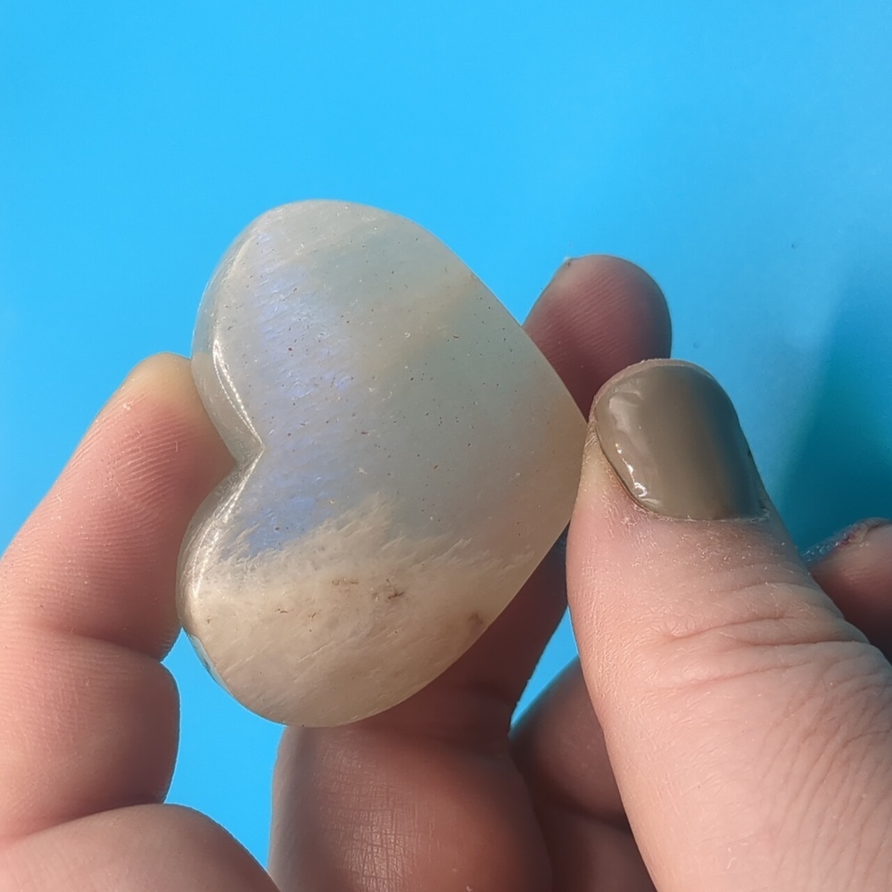 Flashy blue moonstone heart